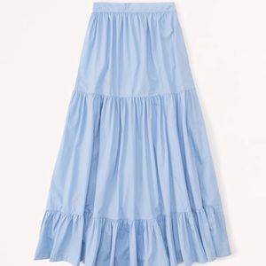 abercrombie blue poplin tiered skirt blue